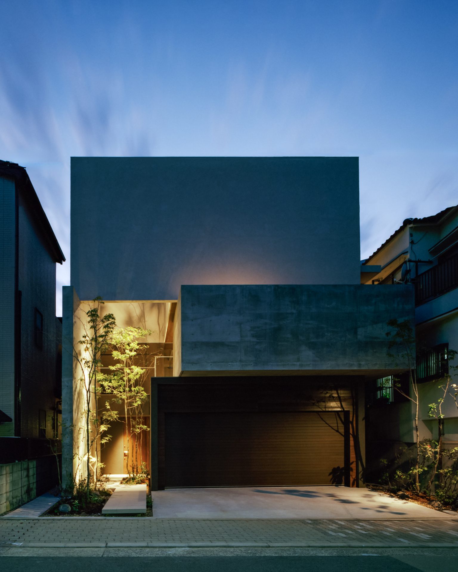 天王寺区の家_RC住宅_外観4_夜