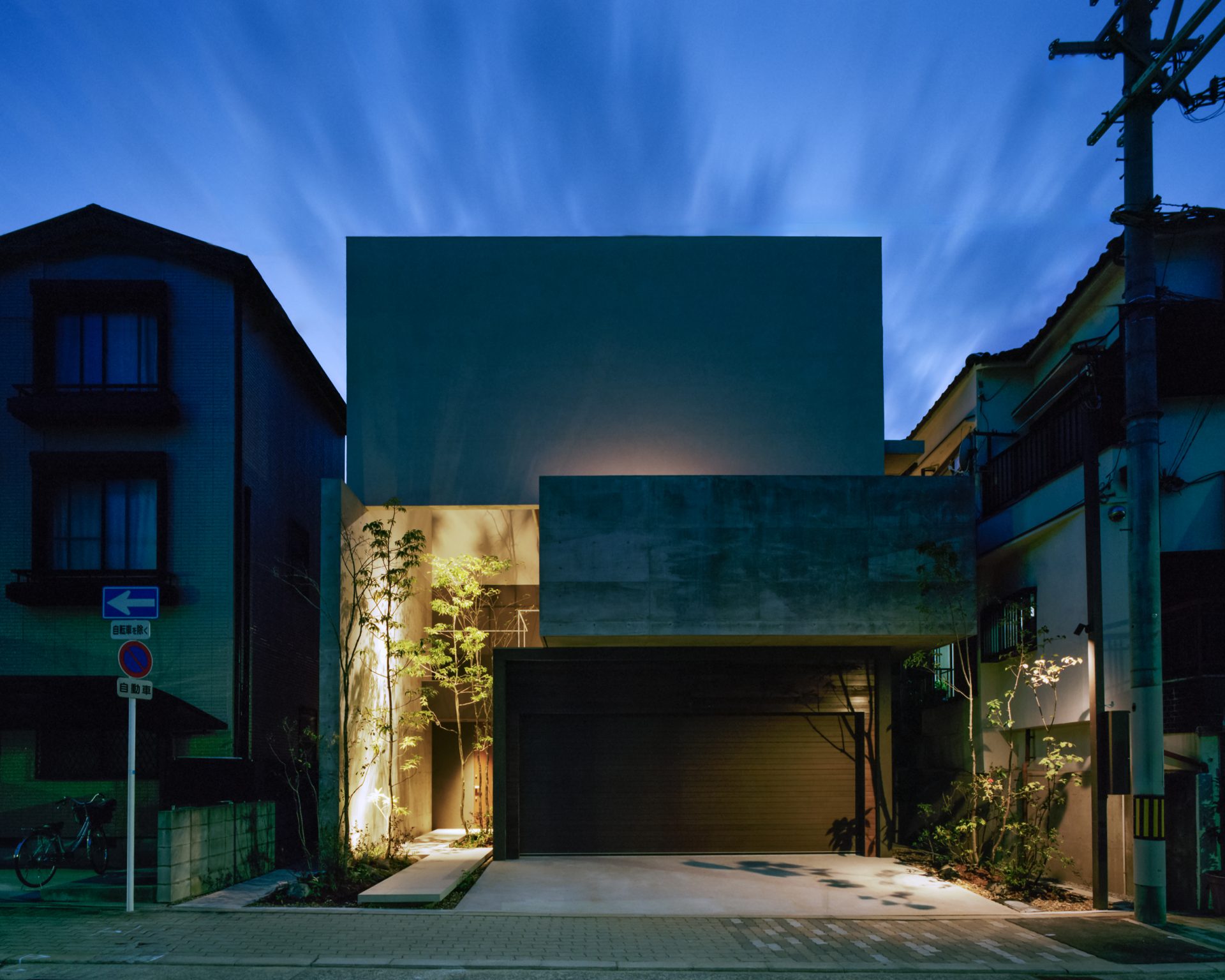 天王寺区の家_RC住宅_外観5_夜