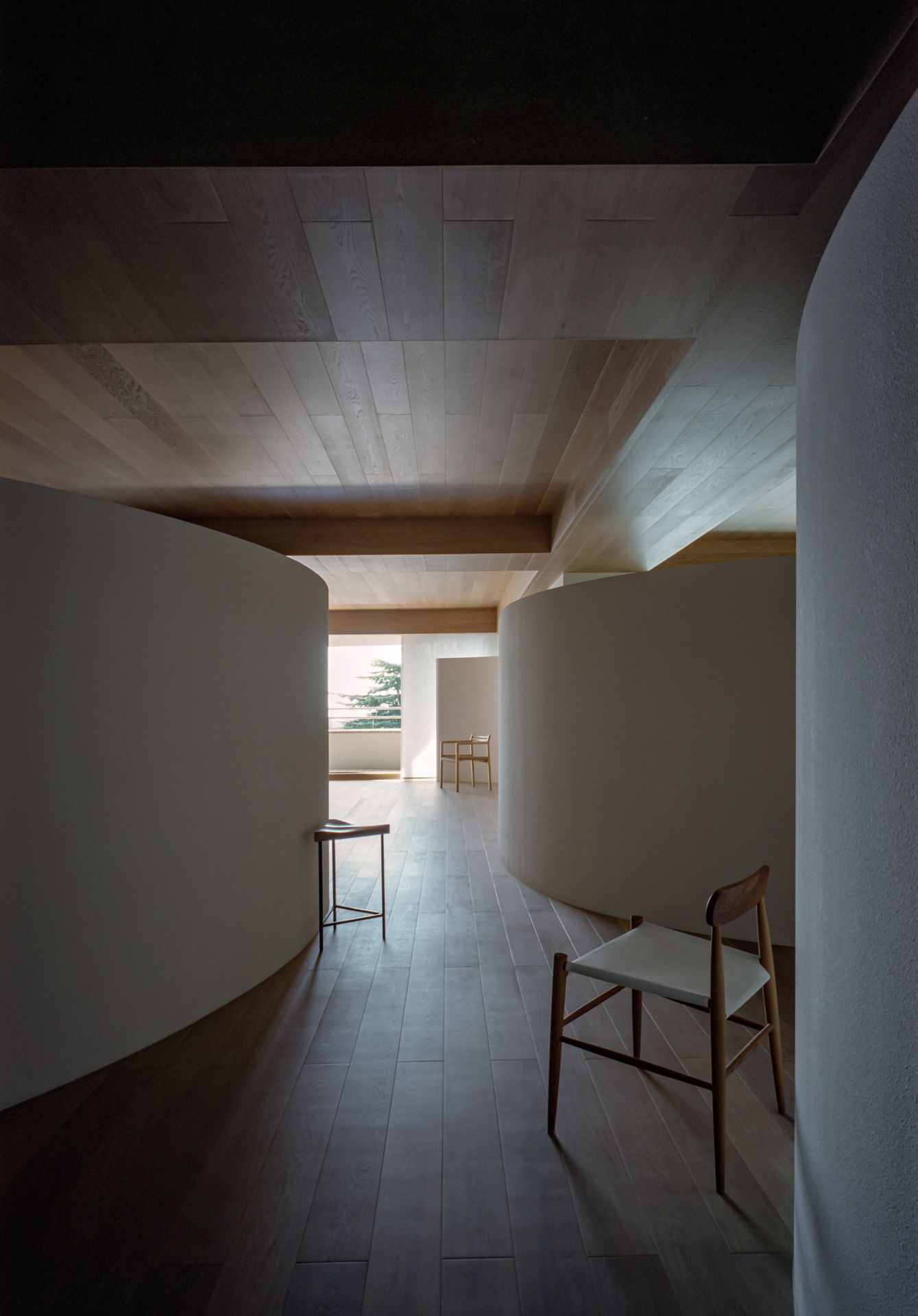 神戸六甲のマンションリノベーションの廊下_曲面